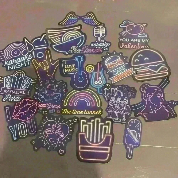 💚 Aesthetic LED/Neon Sign Looking Stickers Assortment Pack - Picture 1 of 1